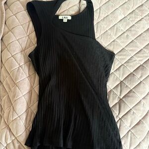 LNA Women's Black Ribbed Top